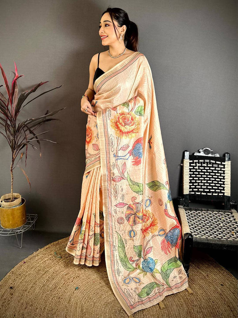 Elegance Soft Tussar Ghicha Katha Saree