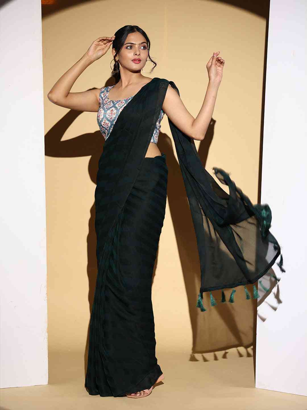 Pure Chiffon Dual Tone Designer Saree