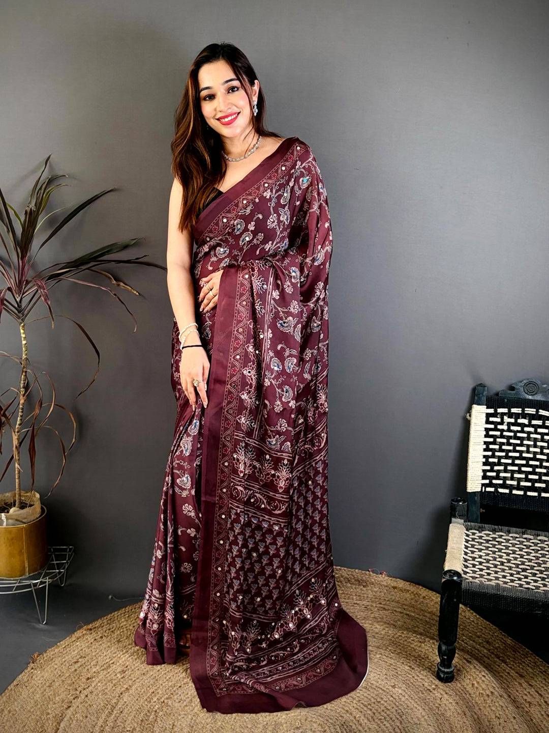 Radiance Soft Georgette Mirror Work Saree