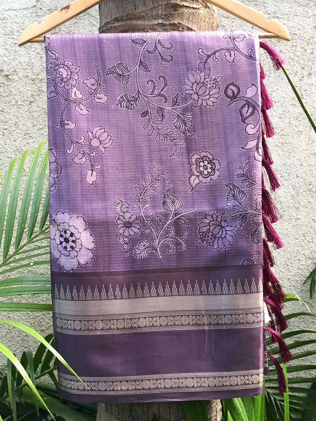 Hether Kota Doriya Zari Pattu Border Saree with floral design