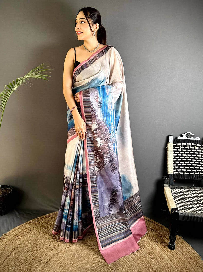 Heritage Japanese Poster Tussar Saree