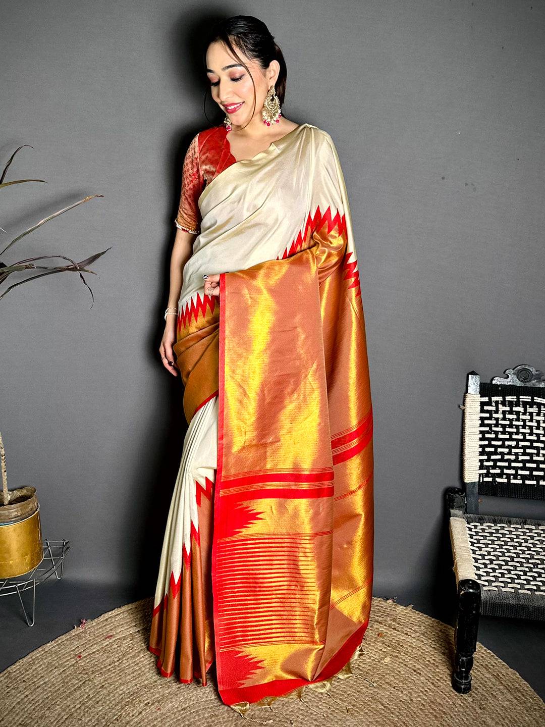 Classic Soft Silk Woven Temple Saree