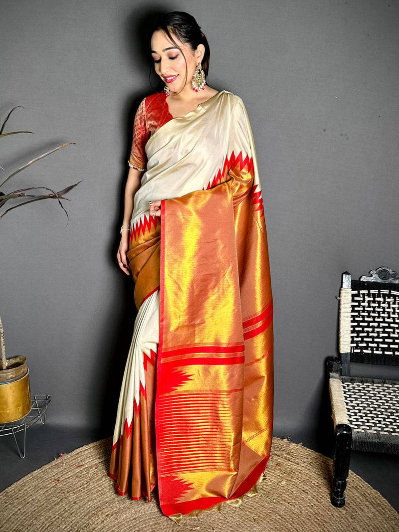 Classic Soft Silk Woven Temple Saree