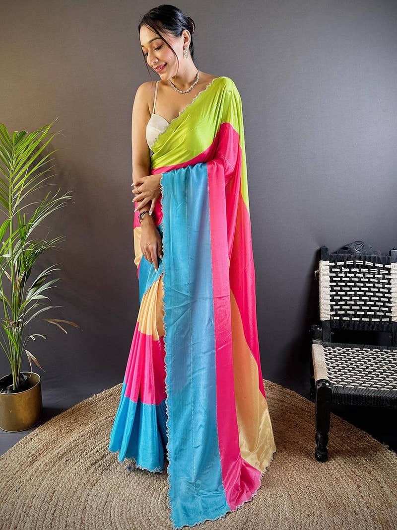 Vibrant Poly Chiffon Stone Work Saree