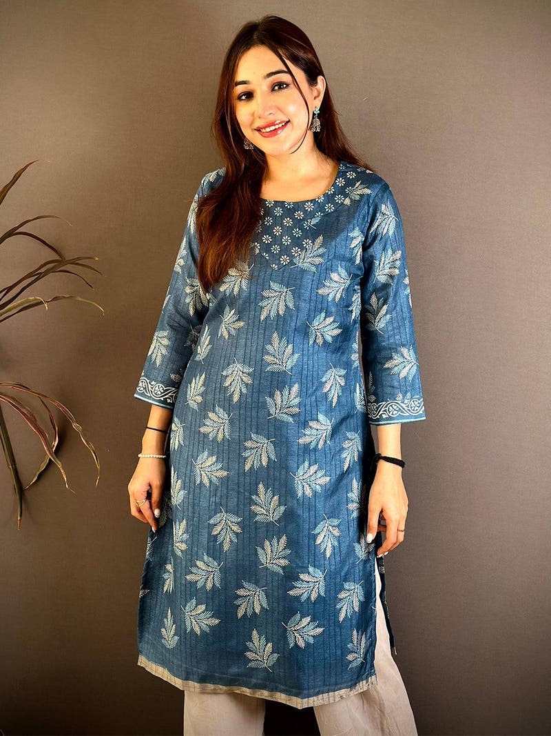 Radiant Round Neck Handloom Ghicha Kurti
