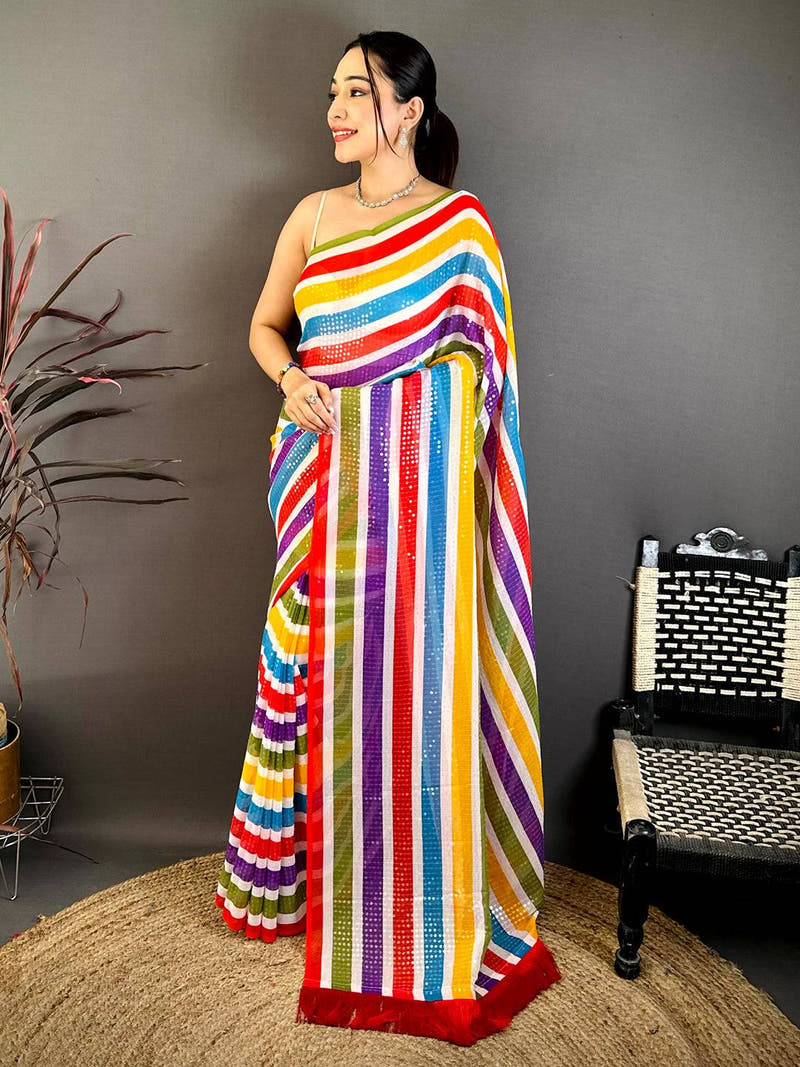 Classic Glitter Sequin Soft Georgette Saree