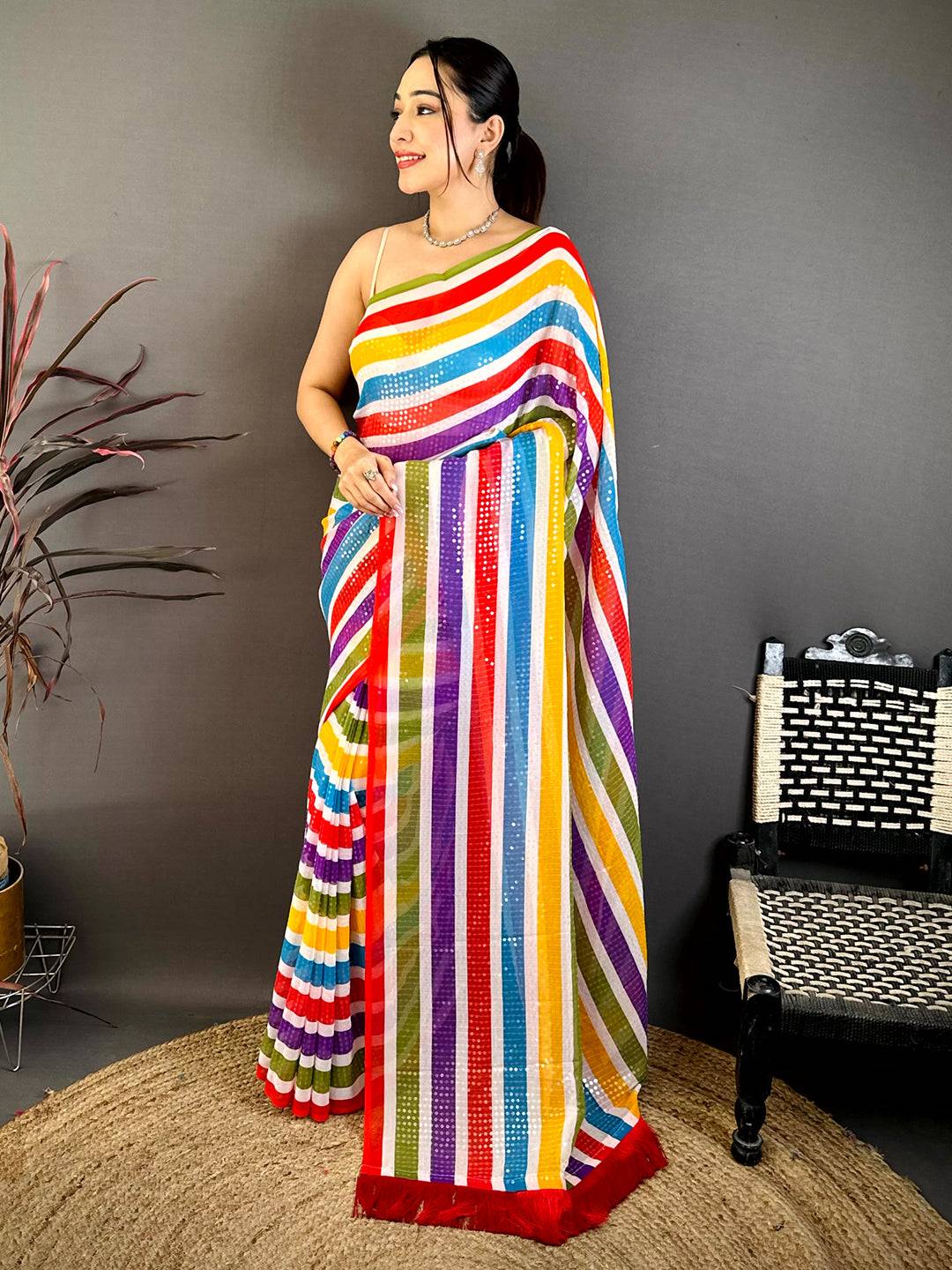 Classic Glitter Sequin Soft Georgette Saree