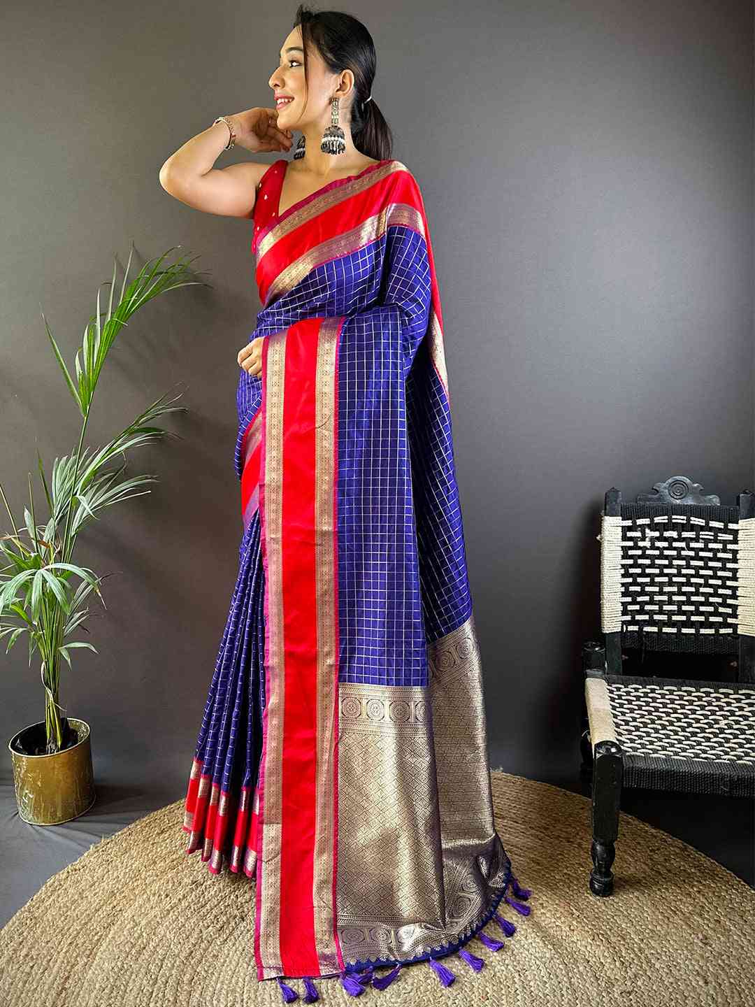 Blue Silk Woven Kanchi Banarasi Saree