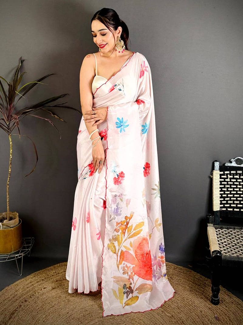 Radiant Soft Chiffon Resham Cutwork Saree