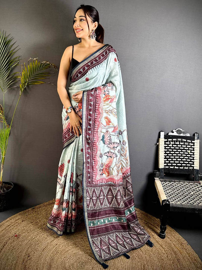Royal Slub Ghicha Ikkat Saree