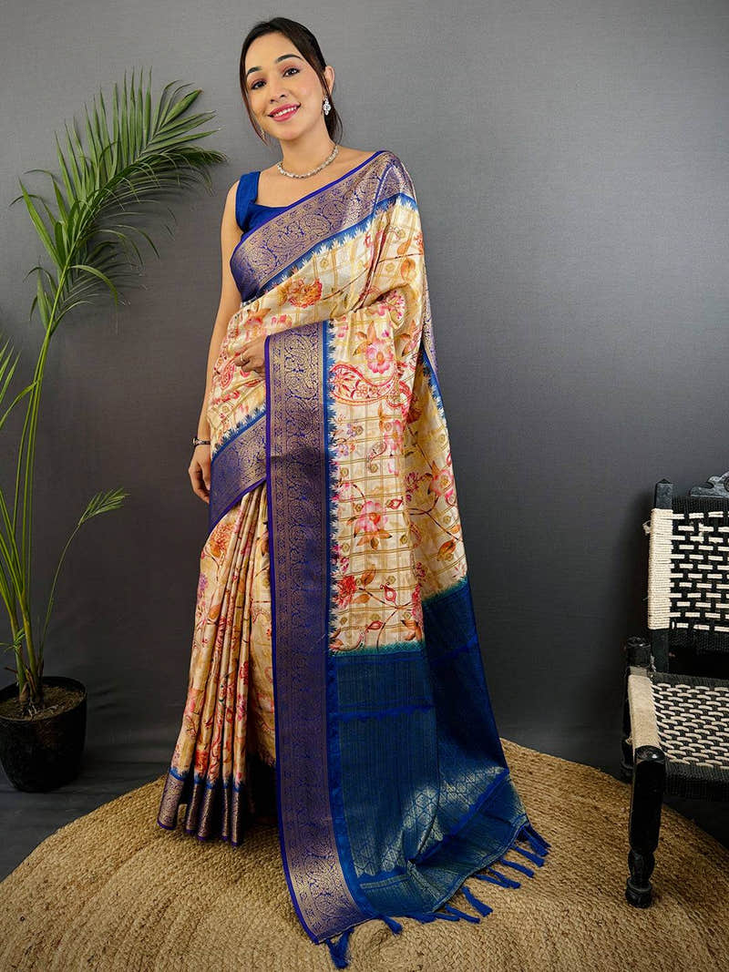 Heritage Banarasi Kalamkari Printed Saree