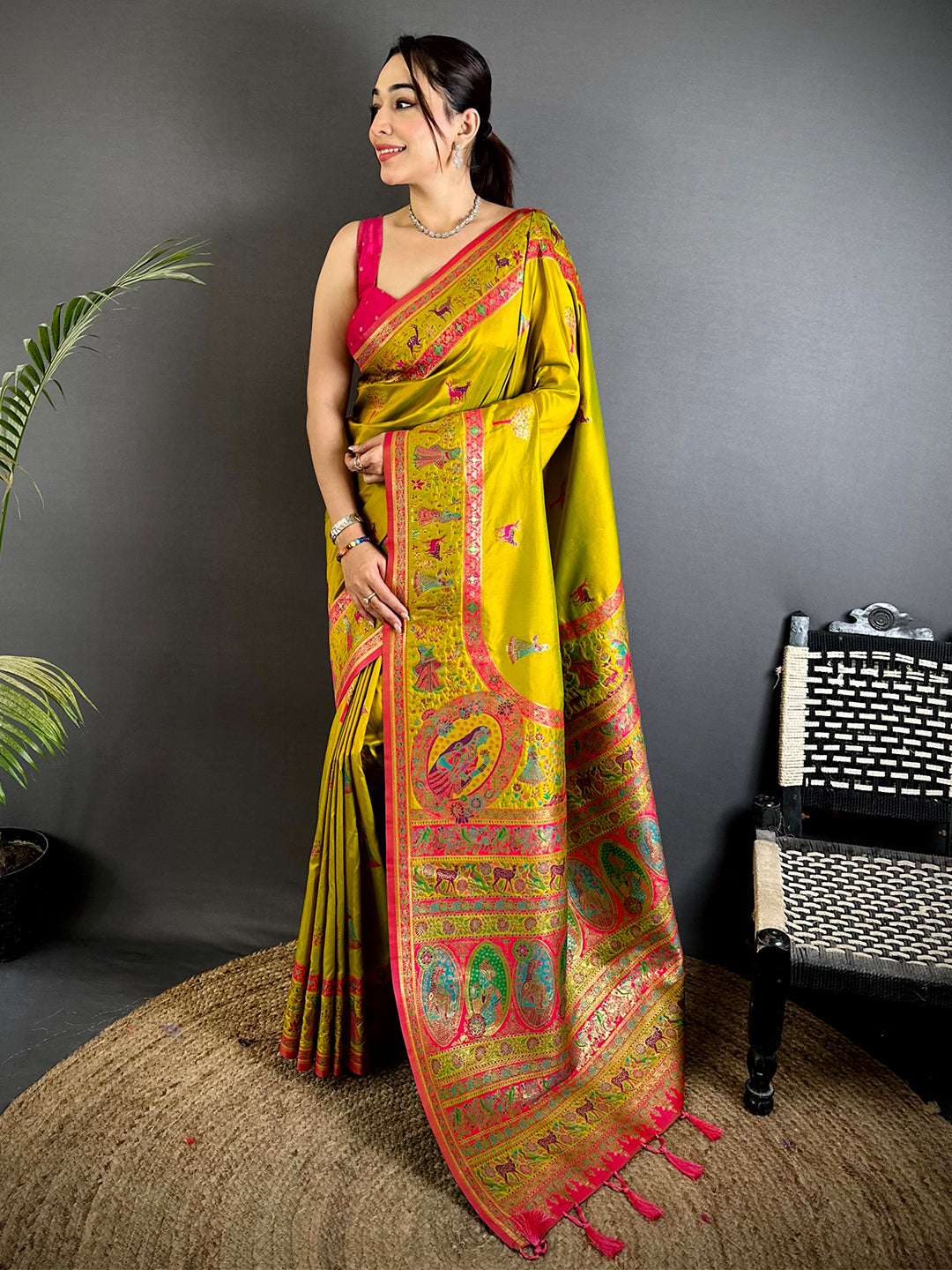 Majestic Kashmiri Pashmina Minakari Saree