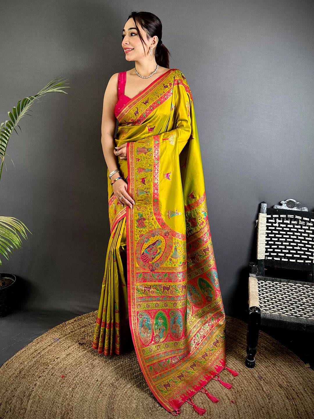 Majestic Kashmiri Pashmina Minakari Saree