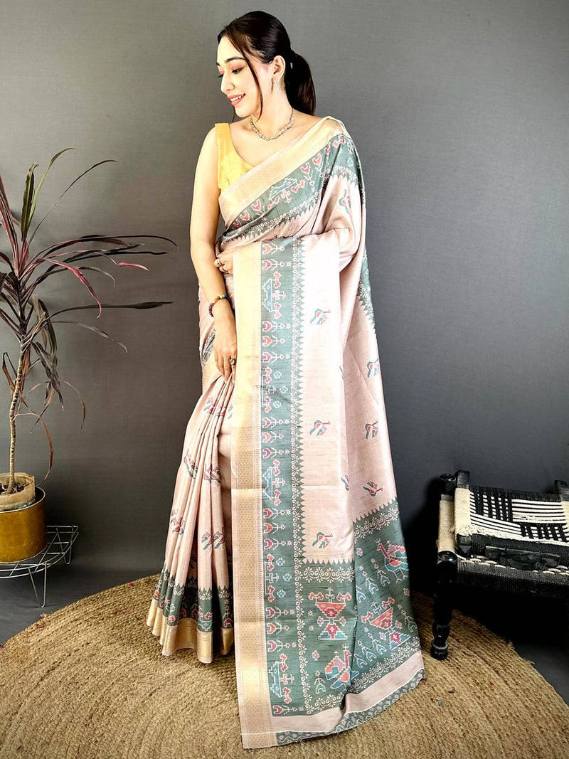 Royal Patola Print Tussar Ghichaa Saree