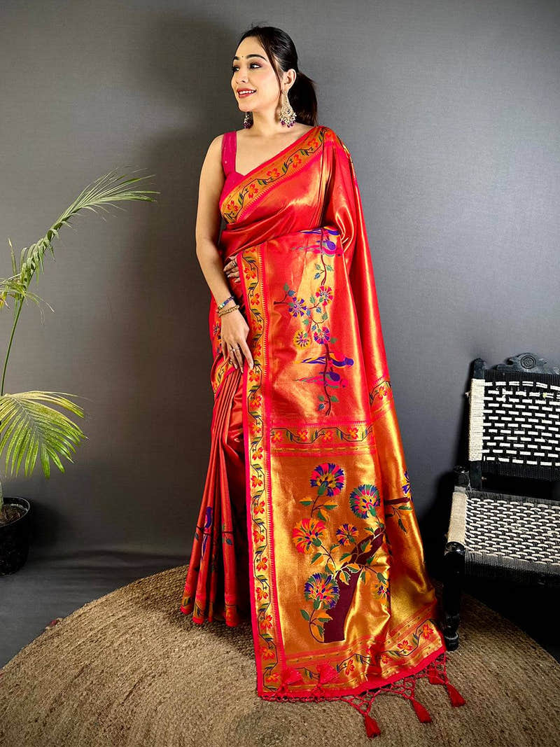 Majestic Minakari Paithani Tissue Saree