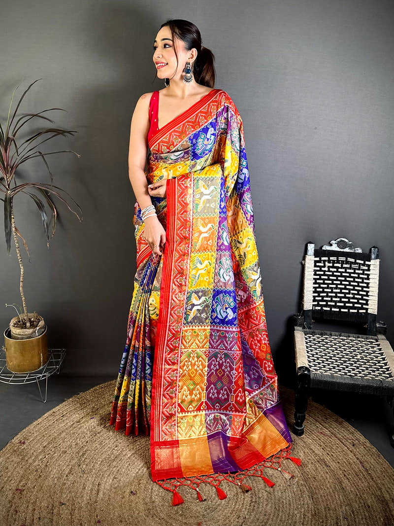 Exclusive Multicolour Checks Soft Silk Saree