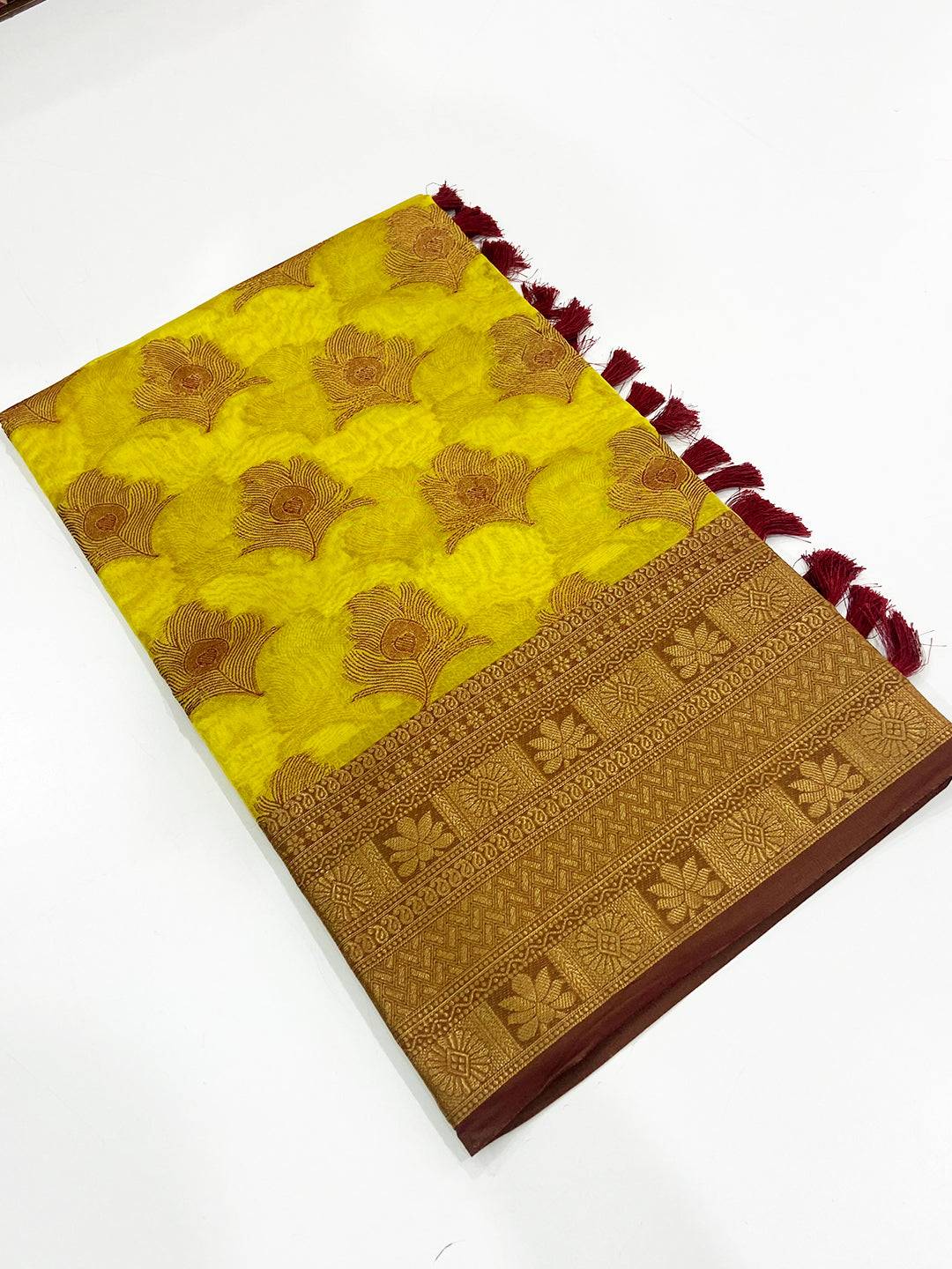 Radiant Feather Grace Katan Silk Saree