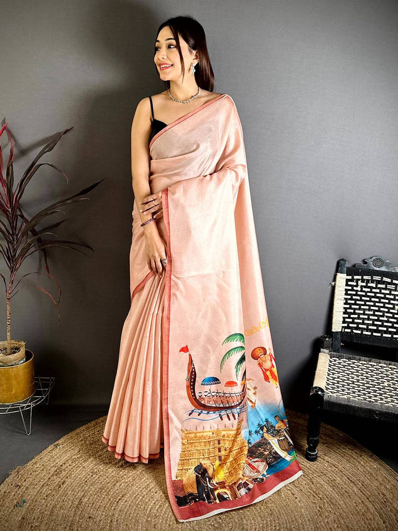Royal Kerala Print Tussar Saree