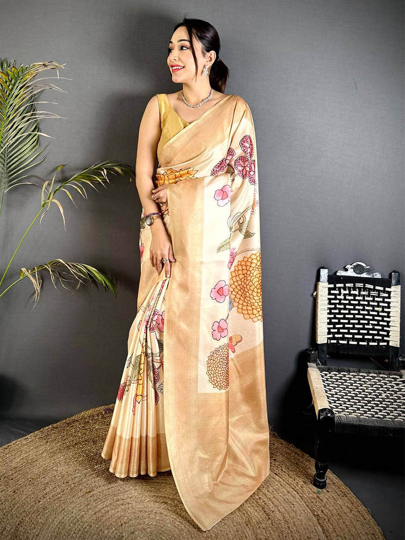 Ethereal Tussar Silk Gadwal Border Saree