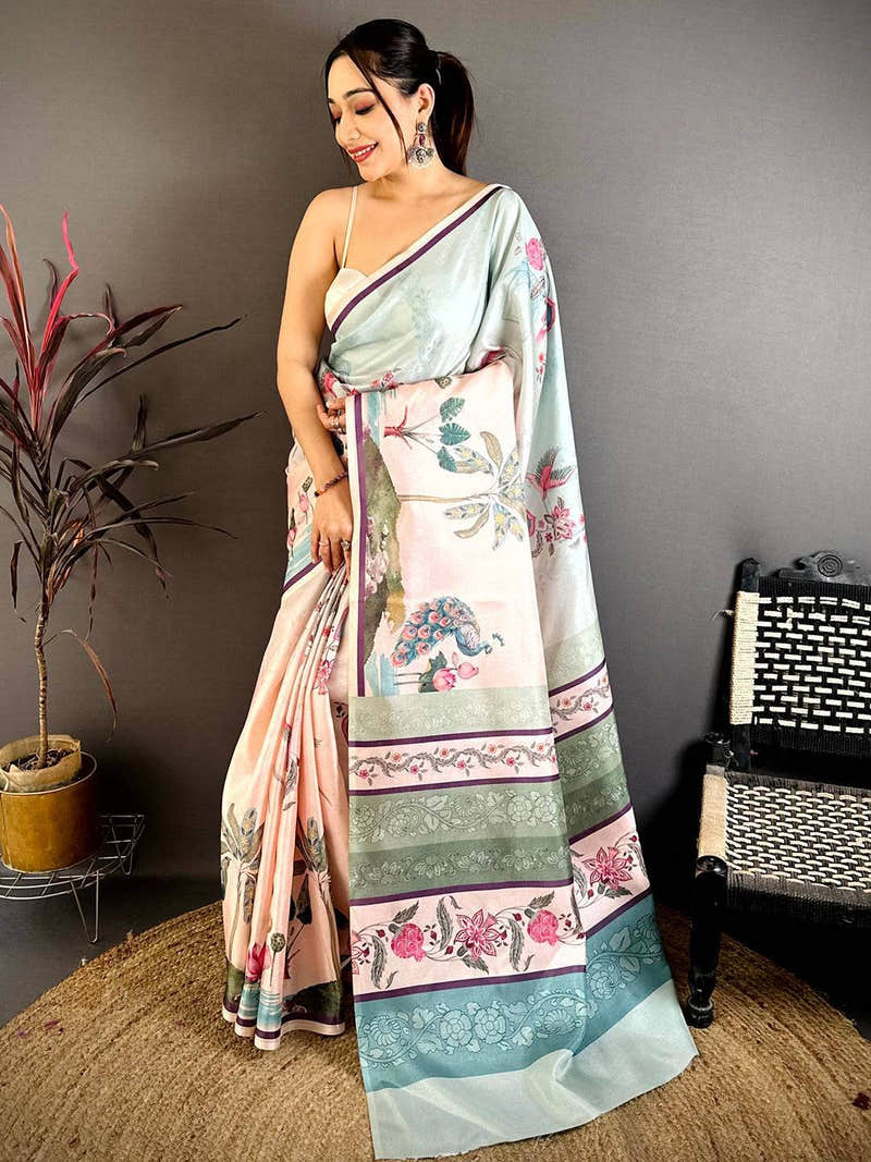 Classic Manipuri Ombre Block Print Saree