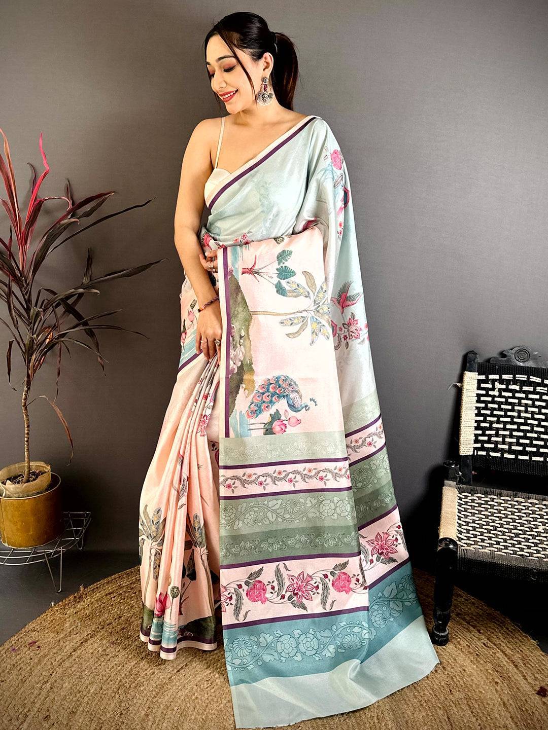Classic Manipuri Ombre Block Print Saree