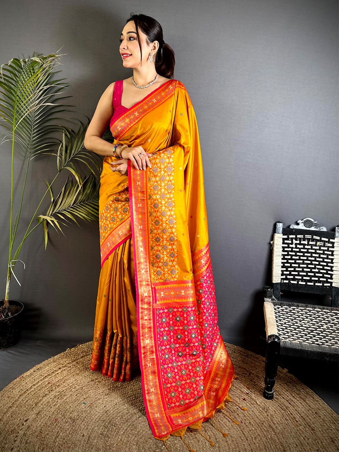 Fenta Double Ikat Soft Silk Saree
