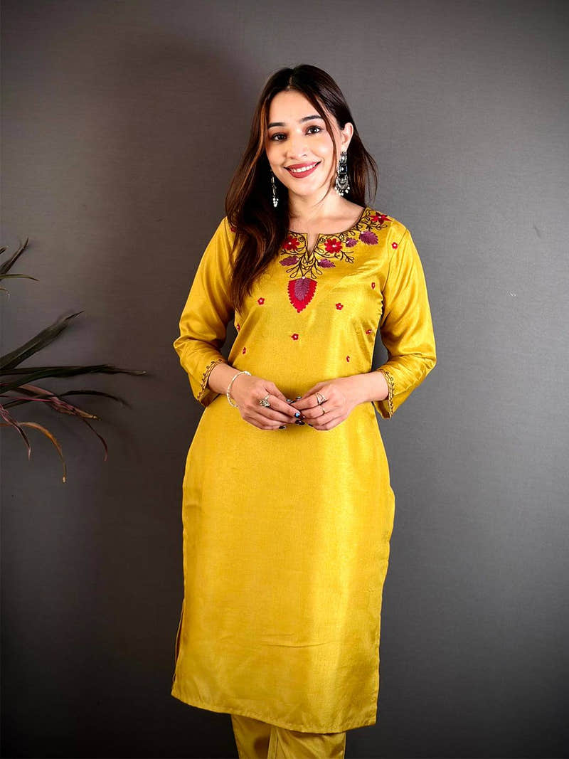 Manipuri Ari Work Round Neck Kurti
