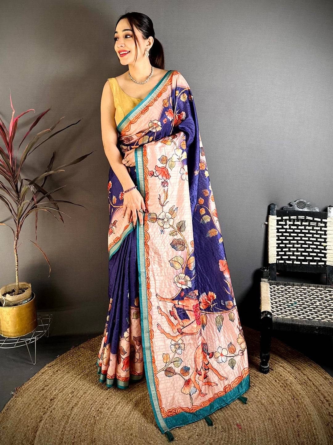 Opulent Kalamkari Art Print Saree