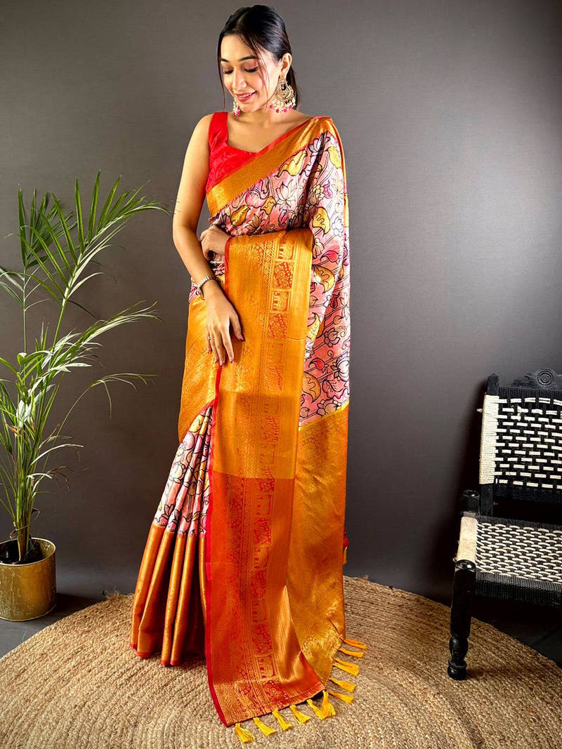 Pink Elegant Soft Silk Saree With Pattu Zari Border