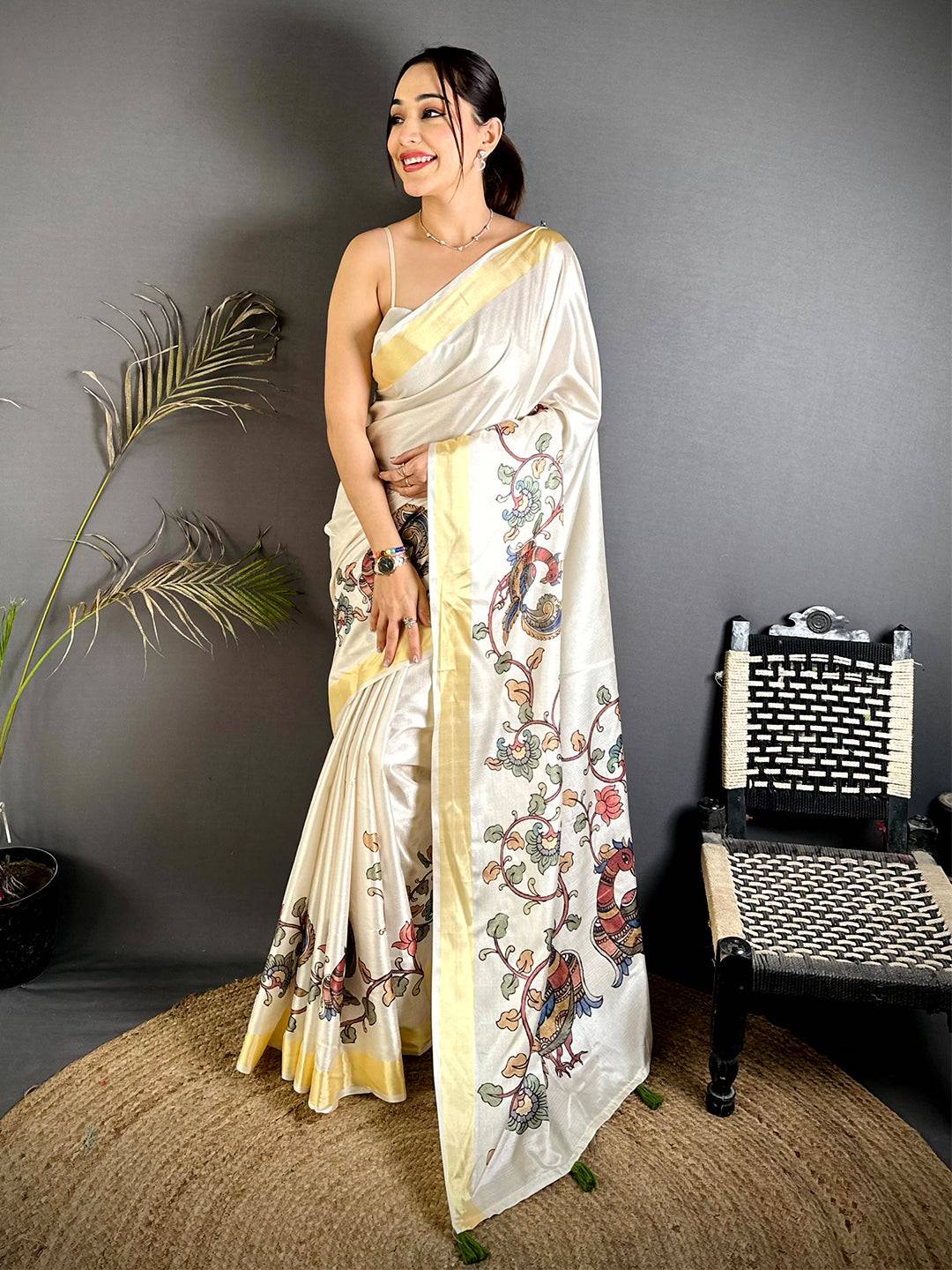 Royal Pen Kalamkari Khadi Silk Saree