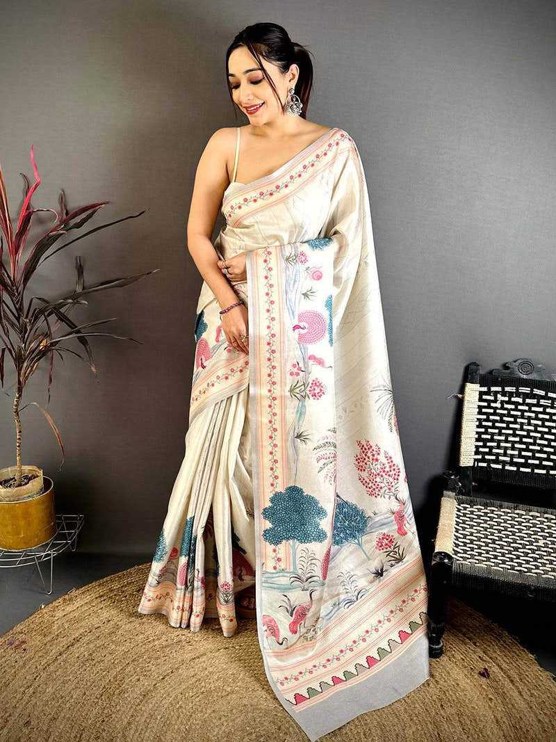 Heritage Pichwai Peacock Tussar Saree