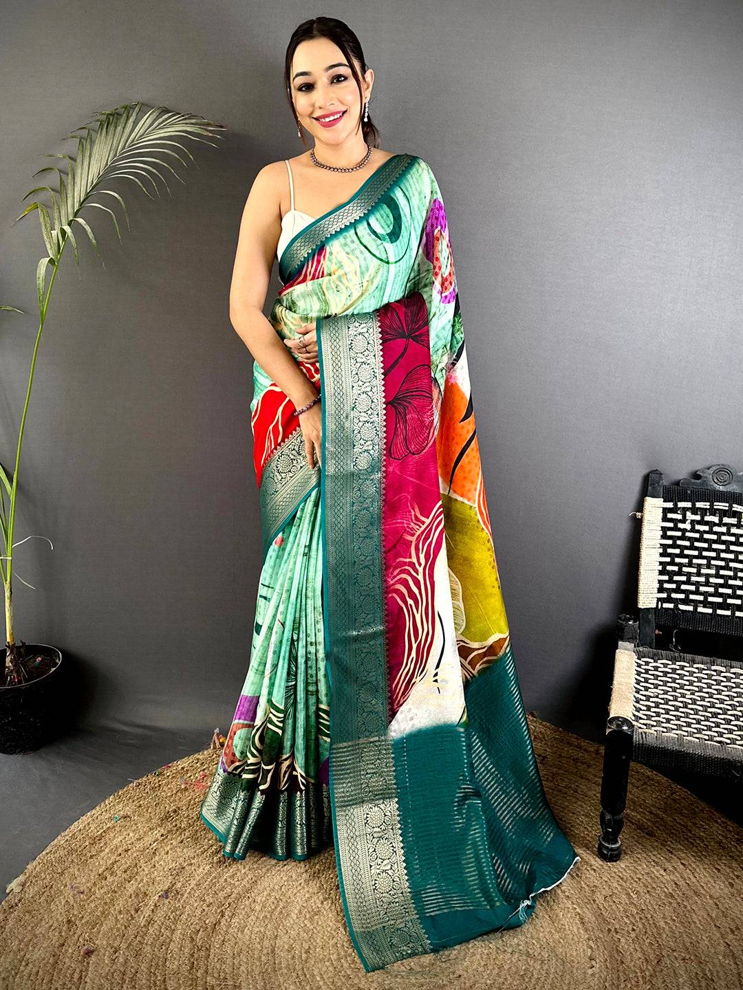 Regal Self Zari Chex Viscose Dola Saree