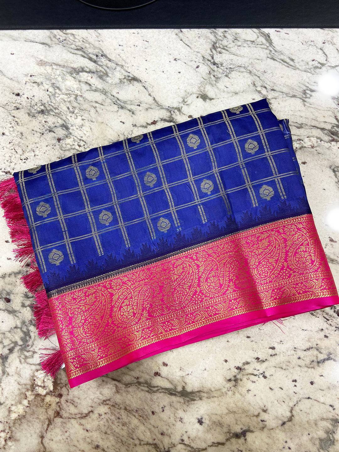 Regal Blue Kovai Banarasi Silk Saree