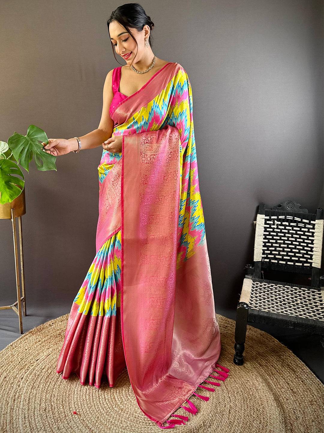 Multi Zig Zag Charm Zari Saree