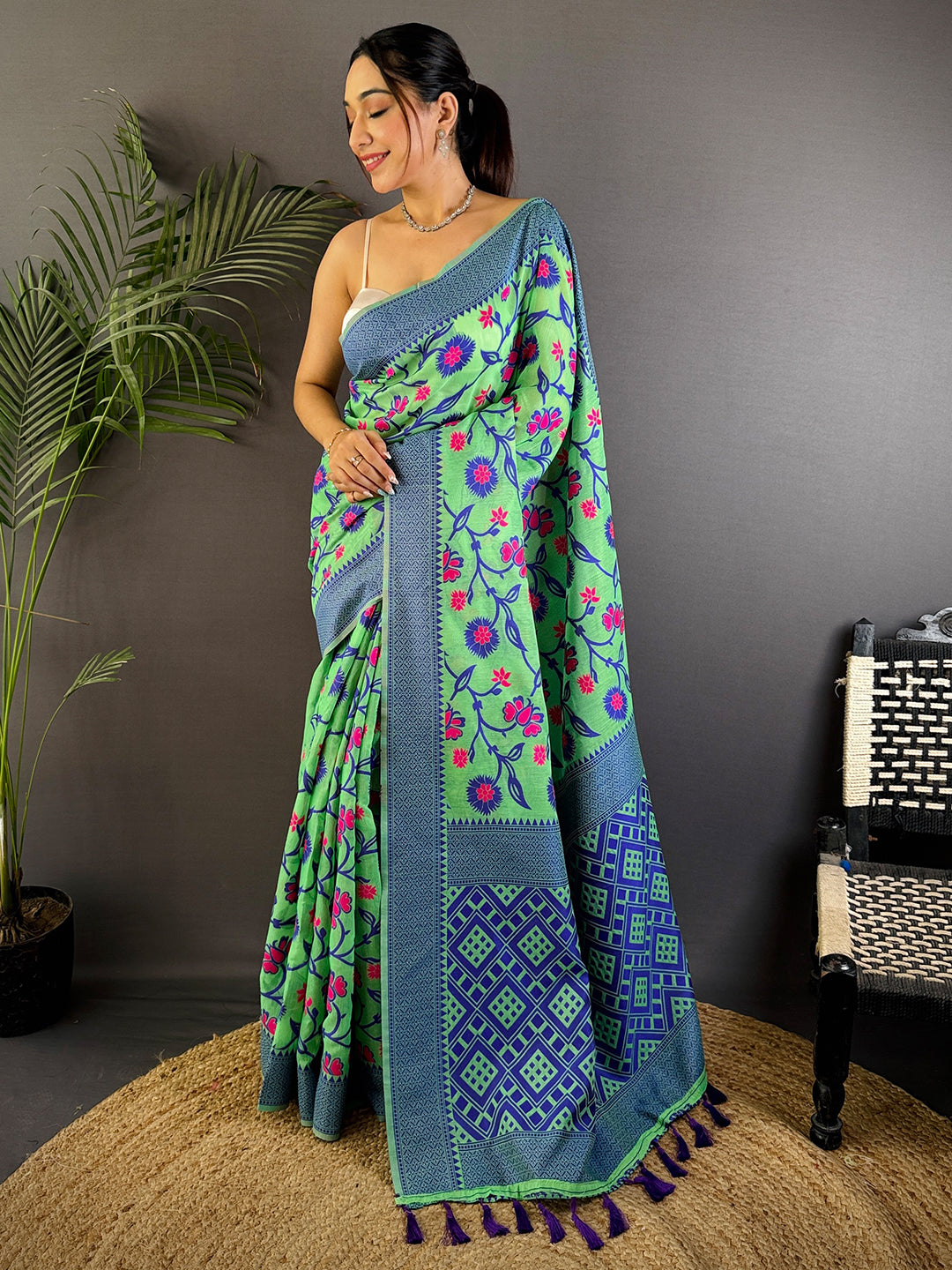 Radiance Cotton Silk Dhakai Jamdani Saree