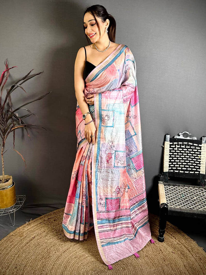 Regal Ghicha Weave Kalamkari Saree