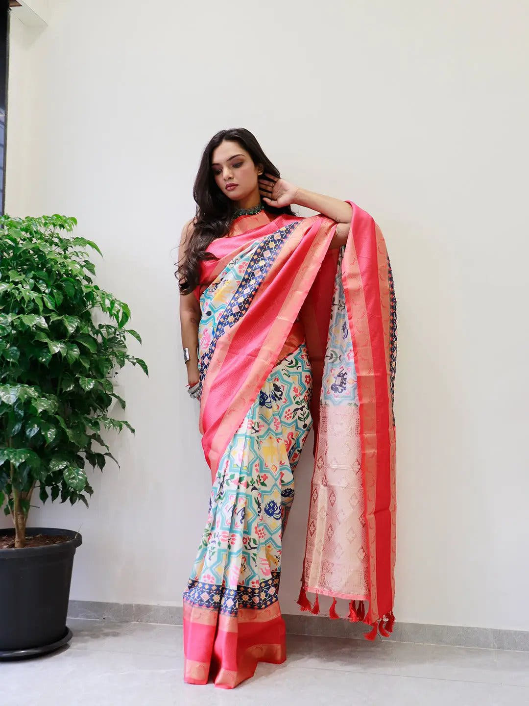Elegant Pochampally print saree with Gadwal border