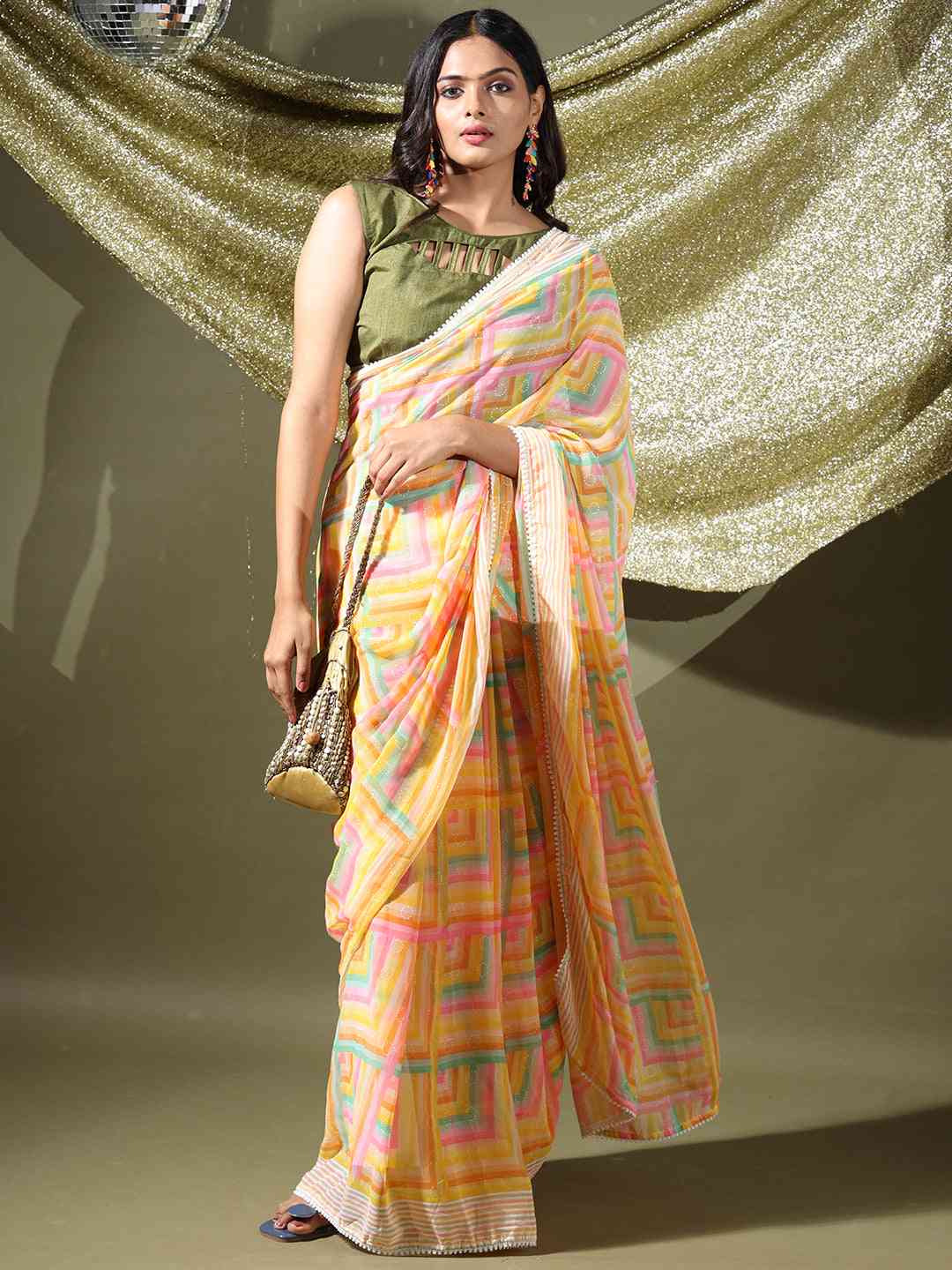 Soft Georgette Multi Colored Saree