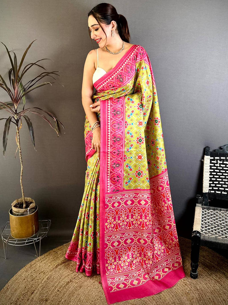 Opulent Ikkat Printed Tussar Saree