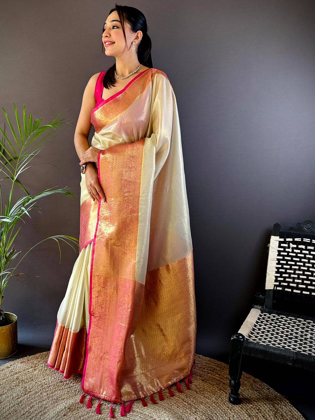 Regal Gold Zari Tissue Saree