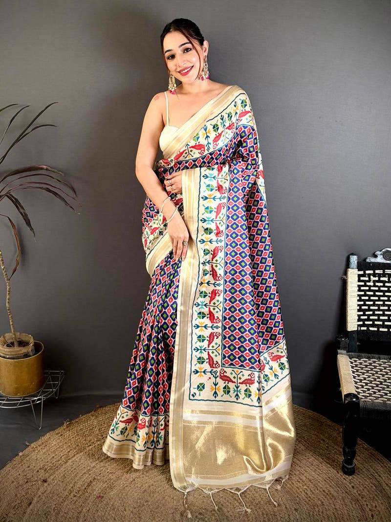 Radiant Ikkat Soft Kanchi Silk Saree
