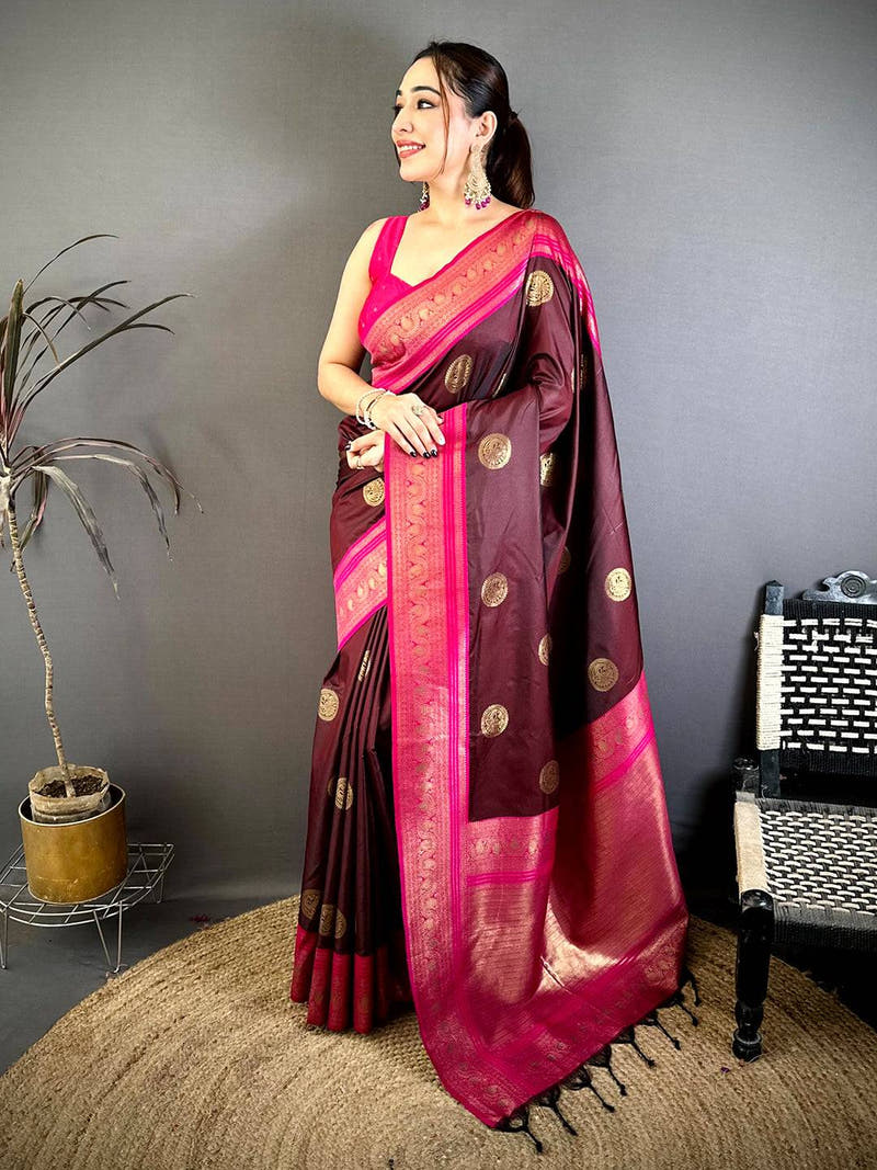 Elegant Peacock Motif Soft Silk Saree