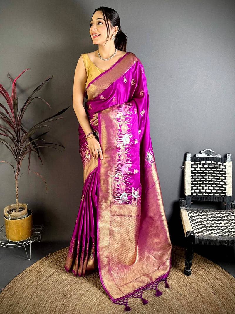 Regal Minakari Satin Silk Saree