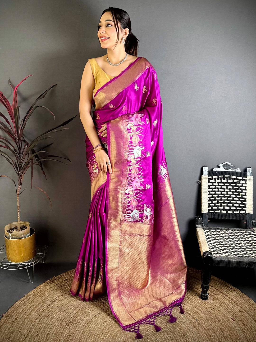 Regal Minakari Satin Silk Saree
