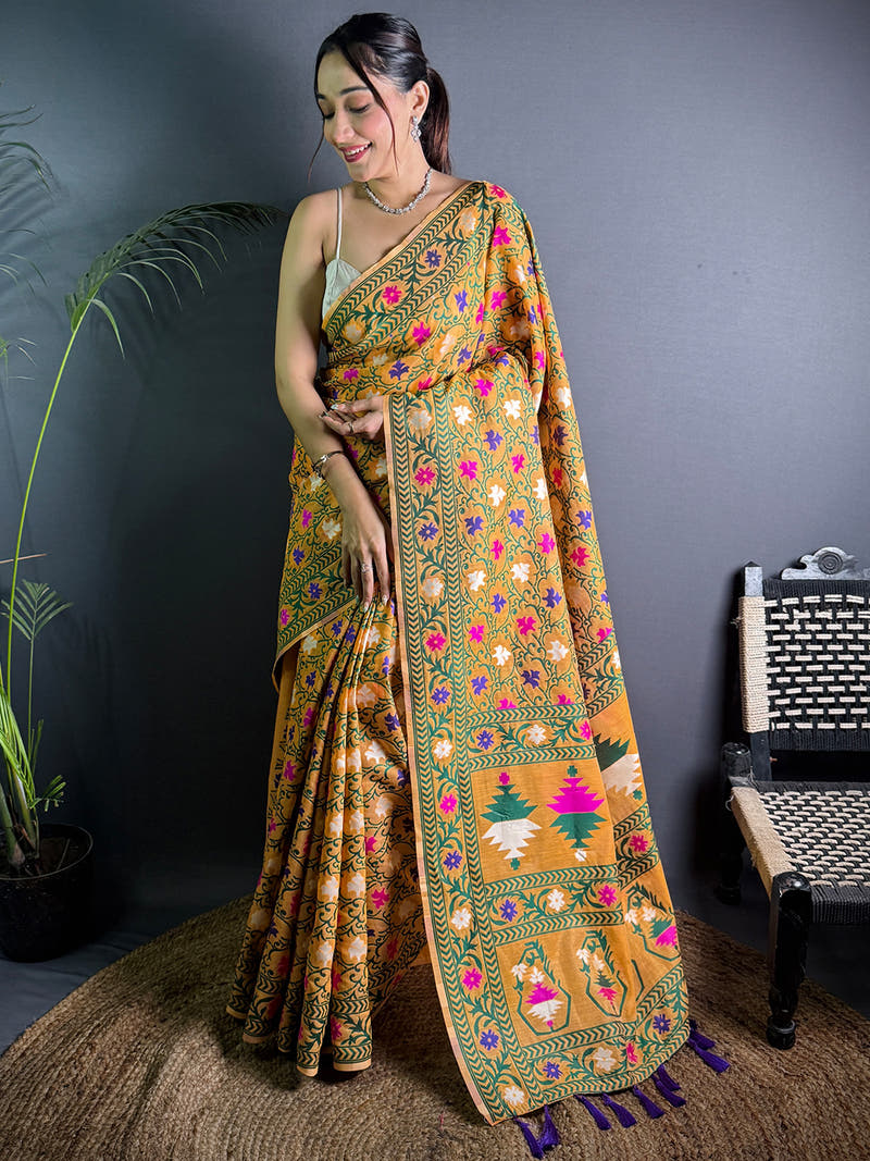 Lovely Dhakai Jamdani Light Weight Cotton Silk Saree