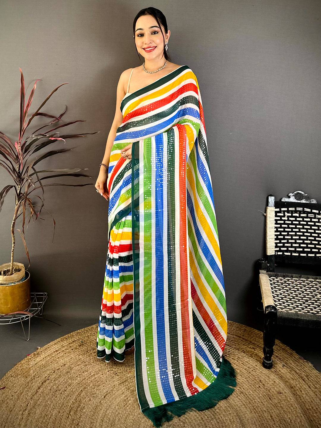 Royal Glitter Sequin Soft Georgette Saree