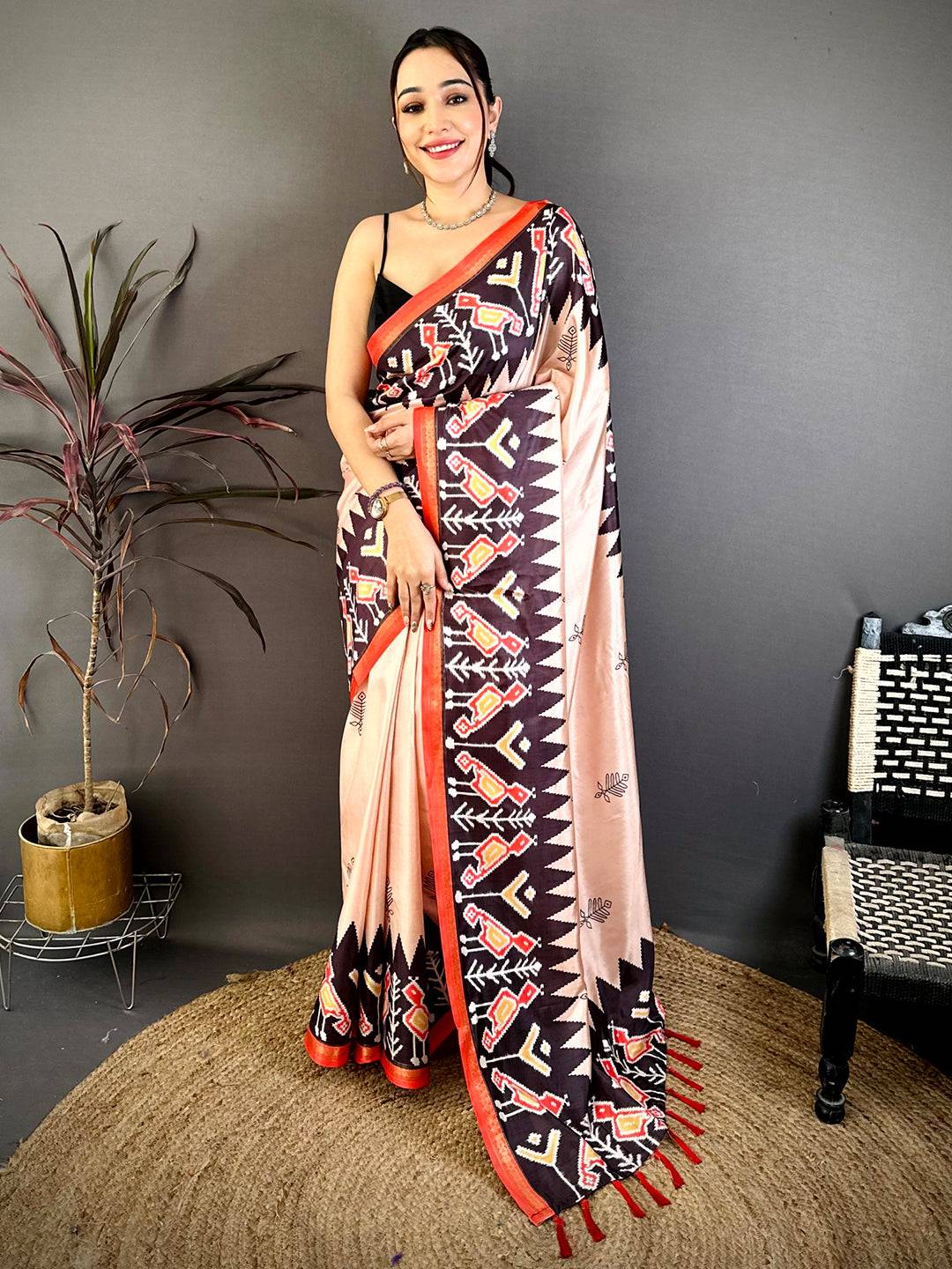Regal Rudrakh Border Ikkat Soft Silk Saree