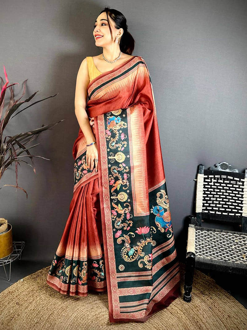 Vibrant Tanjore Peacock Border Saree