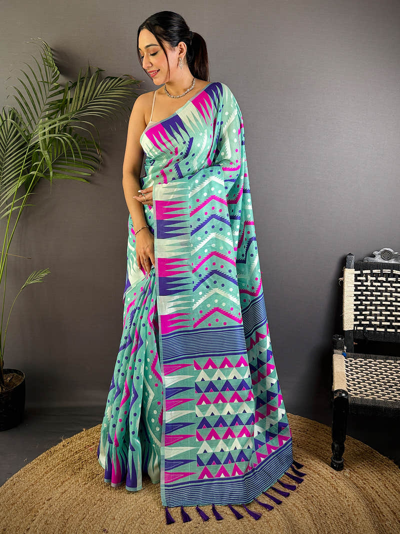 Radiant Dhakai Cotton Jamdani Saree