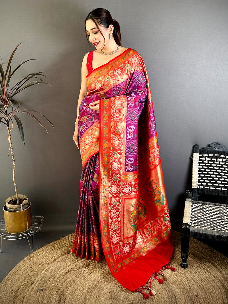 Royal Double Ikkat Patola Kanchi Border Saree